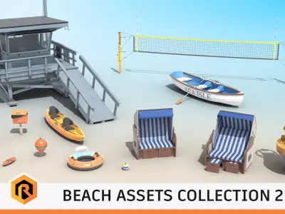 Beach Assets Collection 2 3D Model Pack