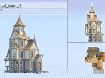 Low-poly medieval houses Low-poly 3D model