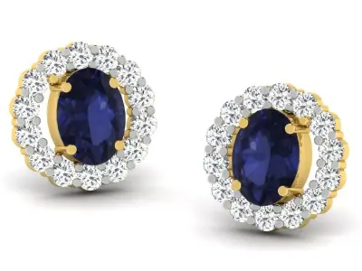 Gold Diamond Women Earring 3D print Model 3D print model 14