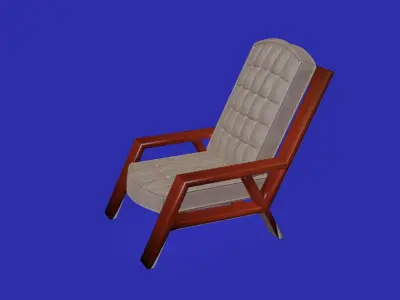 Retro stylish wooden and cotton armchair 3D model