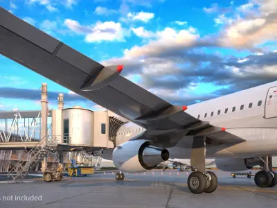  Commercial Jet with Boarding Bridge Rigged 