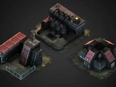 RTS building pack Low-poly 3D model