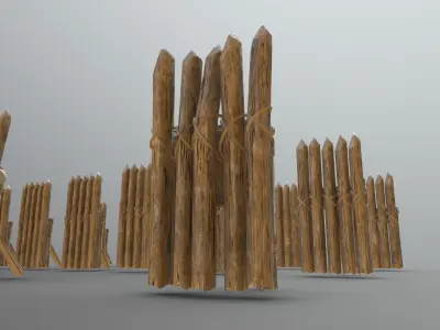 Wooden Palisade Pack JFG V2  Low-poly 3D model