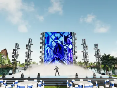  3d stage design for year end party 2024 - 7 design 3d model  Texture