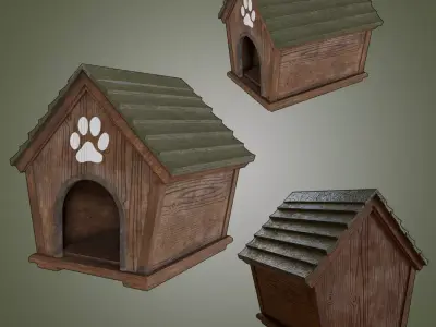 Outdoor Wooden Dog House 3D model