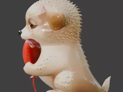 Puppy with Heart Balloon 3D Character V01 Low-poly 3D model