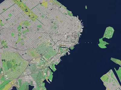 San Francisco California USA 25x25km City Map 3D model