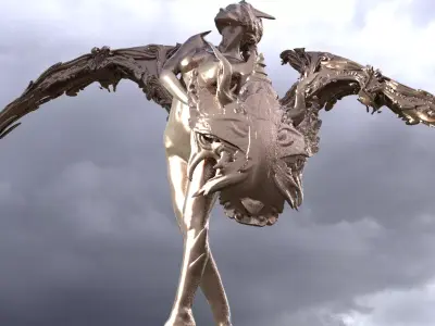 Atlantis Angel Female shield sculpture 4  3D model