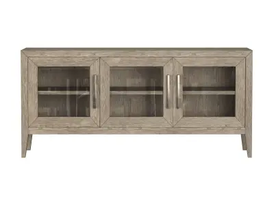 FRENCH CONTEMPORARY GLASS TRIPLE-DOOR MEDIA CONSOLE 3D model