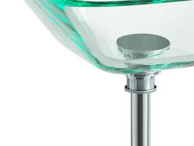 Square Glass Bathroom Vessel Sink with Drain Mini Bath Bowl 3D model