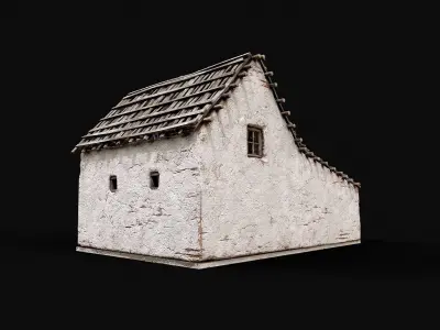 Village White Clay House 2 Low-poly 3D model