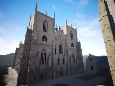 Modular Gothic Church Low-poly 3D model