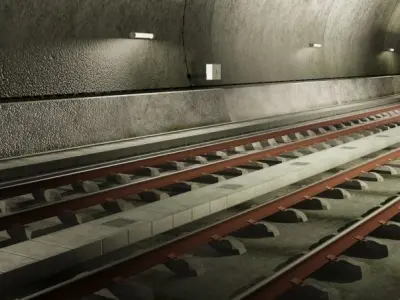 Tileable railway tunnel 3D model