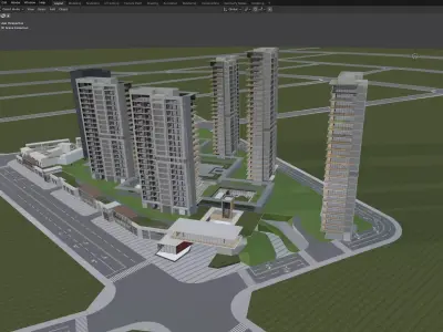 Modern Residential Towers Complex 3D model