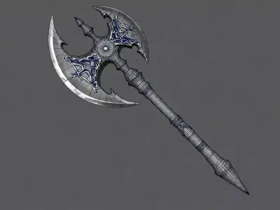 Double-edged battleaxe  Axe  Battleaxe  Game weapon Low-poly 3D model