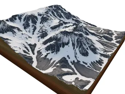 snowy mountains with slope 3d terrain model Low-poly 3D model