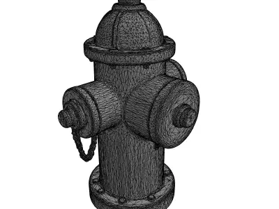 Detailed Weathered Red Fire Hydrant Low-poly 3D model