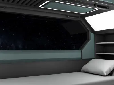 Sci Fi Bedroom Low-poly 3D model