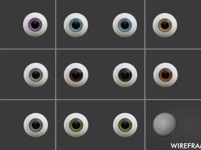 8 Semi-Realistic Cartoon Eyes Pack with 4k Textures Low-poly 3D model