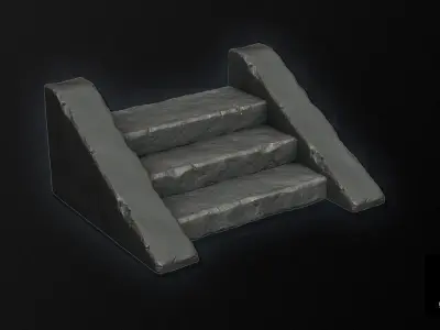 3D Stone Staircase 3D model