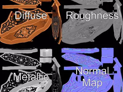 Ornate Copper Handle model pack Low-poly 3D model