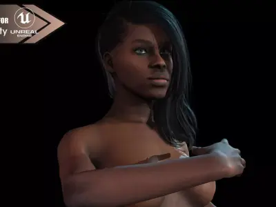 WomanAfroNude nude woman Low-poly 3D model