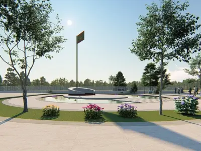 Flag salute place 3D model