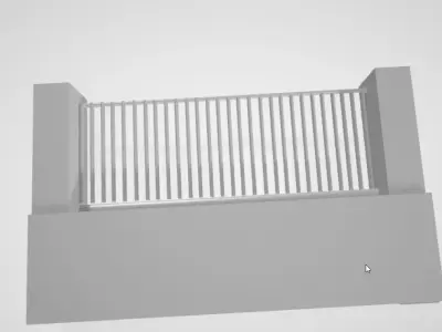 Wall with fence Free low-poly 3D model