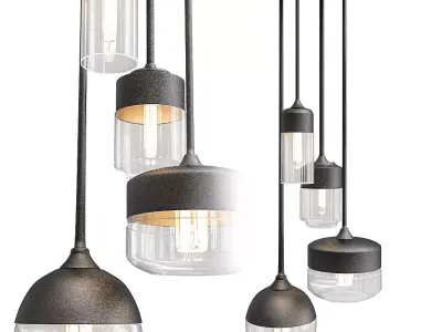 Untitled four hanging lights with glass bulbs 3D model