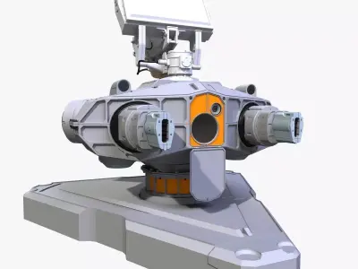 Sci-Fi Ground Laser Turret 3D model