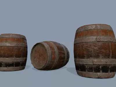 Wooden Barrel Low-poly 3D model