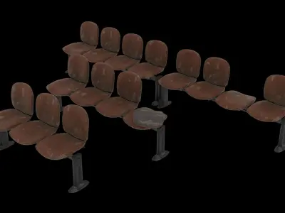 Waiting Room Chairs Abandoned Low-poly 3D model