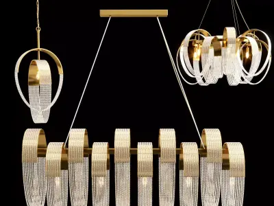 PELAGIA COLLECTION chandelier in gold and glass 3D model