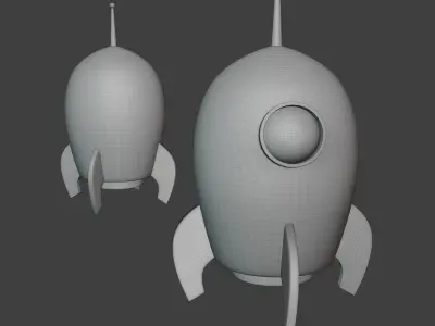 Low poly Rocket 3d model two orange toy rockets 3D model