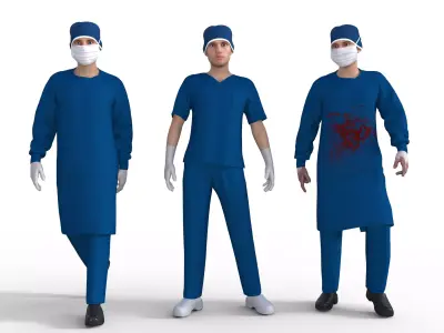 Surgeon Doctor Rigged  Low-poly 3D model