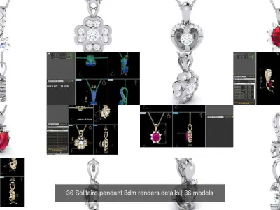36 Solitaire pendant 3dm renders details 3D Model Pack
