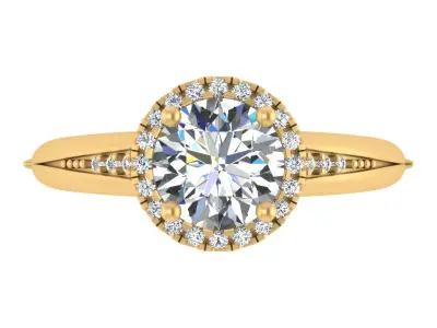 Round Halo Diamond Engagement Ring  3D print model