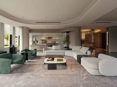 living room scene 3D model Low-poly 3D model