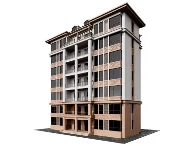 Residential Building 8 Storey Apartment 3D model