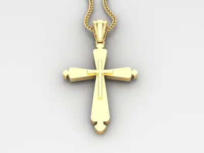 Light Gold 18K Cross Pendant 2CP049 3D print model