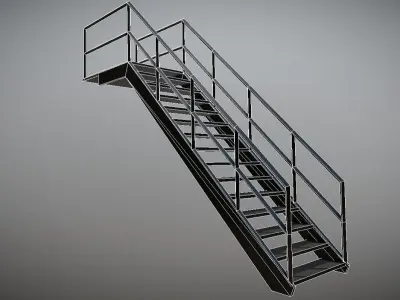 Metal Stair Low-poly 3D model
