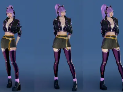 Cyber Girl - Game Ready Low-poly 3D model