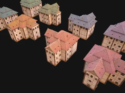 Medieval 3-Storey Town House Low-poly 3D model