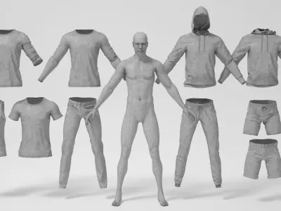 Man mannequins whith clothes STRONG pack 3D model