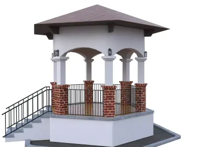 Classic Town Gazebo Pavilion   PBR 3D Model Blender Cycles 4K Low-poly 3D model