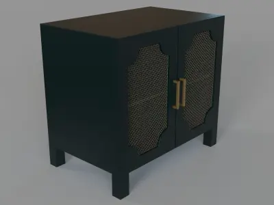 Screen Door Nightstand Black 3D model