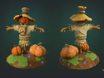 Cartoon Scarecrow Low-poly 3D model