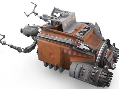  Futuristic Spacecraft with Mechanical Arms Rigged for Maya 