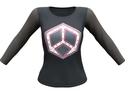 Long Sleeve Black Activist Tshirt Low-poly 3D model