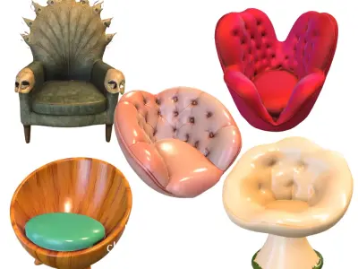 Pack Armchair Low-poly 3D model